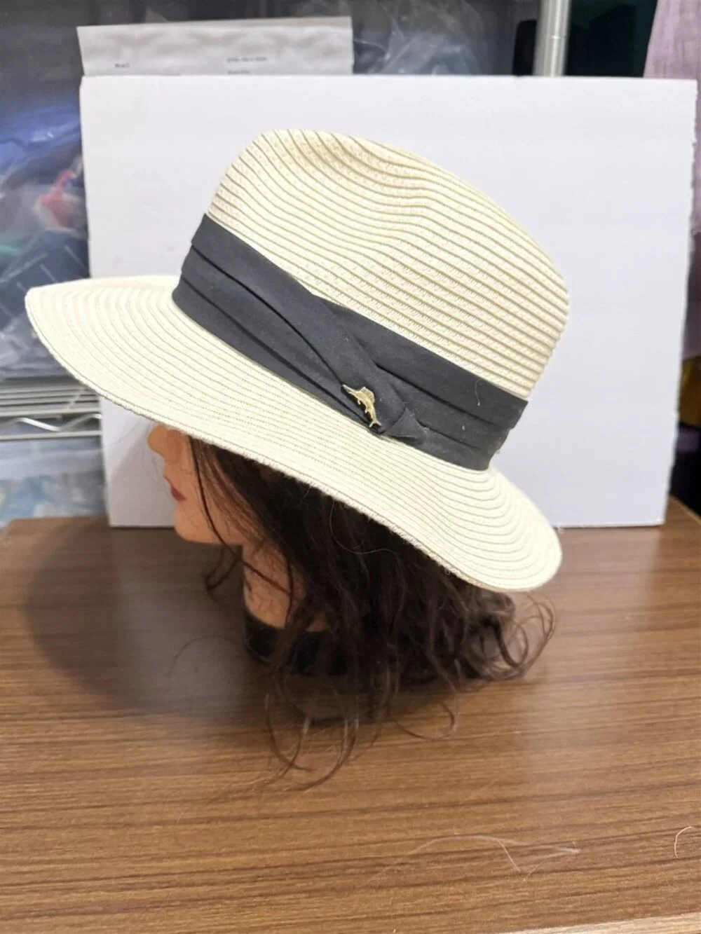 Tommy Bahama Men's Hat Natural Paper Fedora Straw Marlin Logo Summer Beach